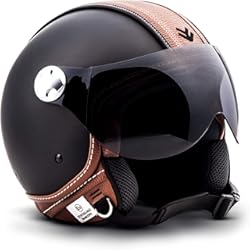 Casco Chopper Retro ARMOR Helmets AV-84 Casco Moto Demi Jet, Multicolor/Vintage Deluxe, S (55-56cm)