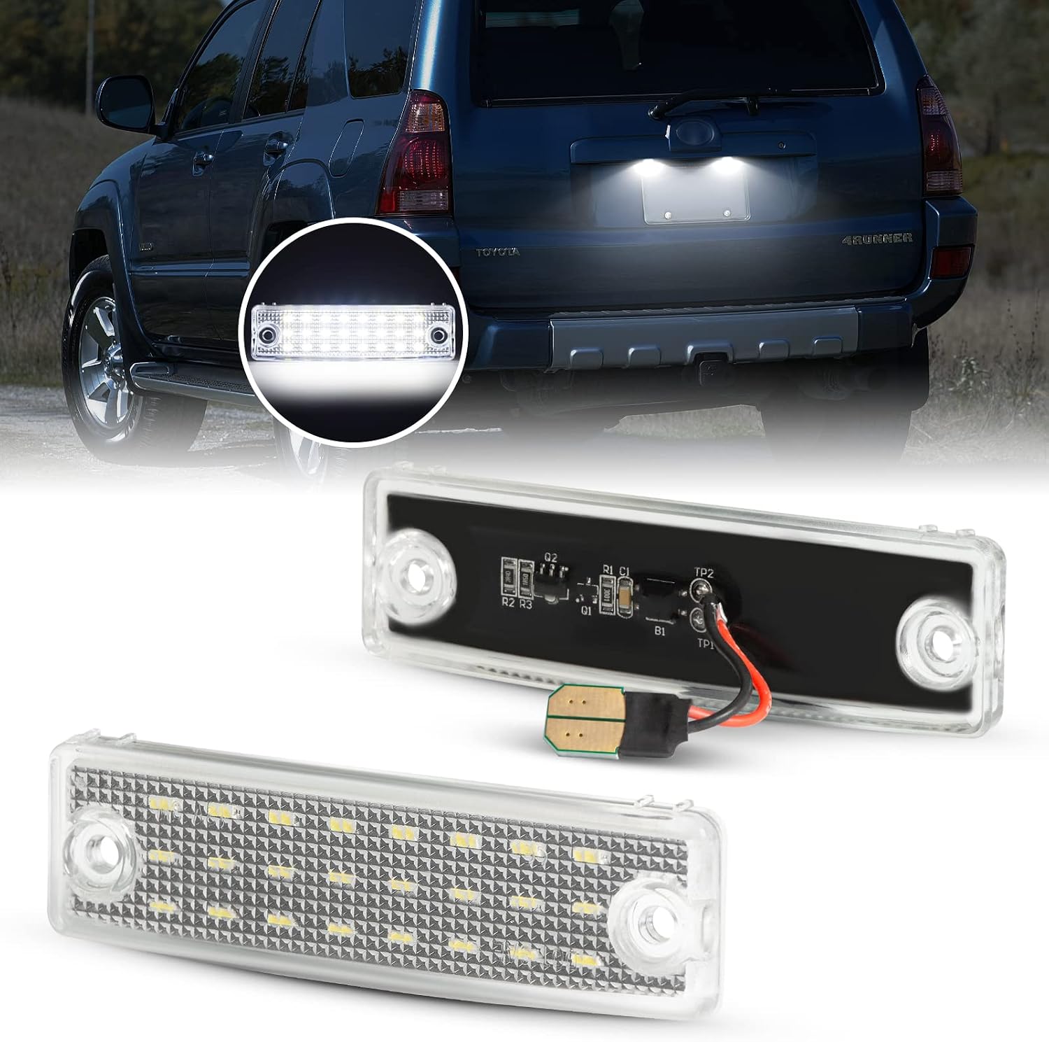 4PCS Led White Grille Lights for 2014-2023 Toyota 4Runner TRD Pro Raptor Front Upper Grille Parking DRL Running Lamp Kit with Wiring Harness Smoked Len