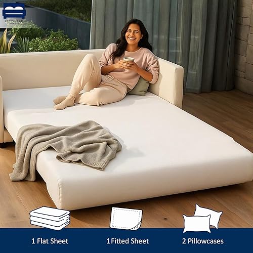 Miniatura 4 de Juego de sábanas para sofá cama  Juego de sábanas de 4 piezas  Sábanas para sofá cama  Sábanas de sofá cama 100% microfibra cepillada para sofá cama