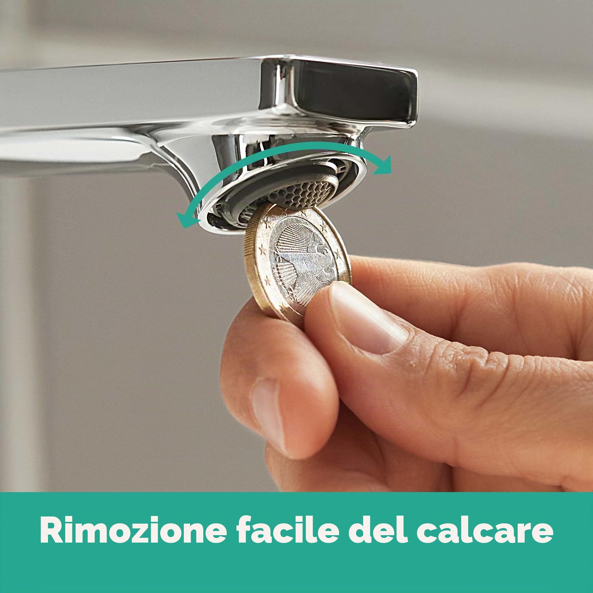hansgrohe Rebris E - Rubinetto per lavabo con scarico a tirante, risparmio energetico (CoolStart), Miscelatore lavabo risparmio idrico (EcoSmart) con altezza bocca 242 mm, cromo, 72581000