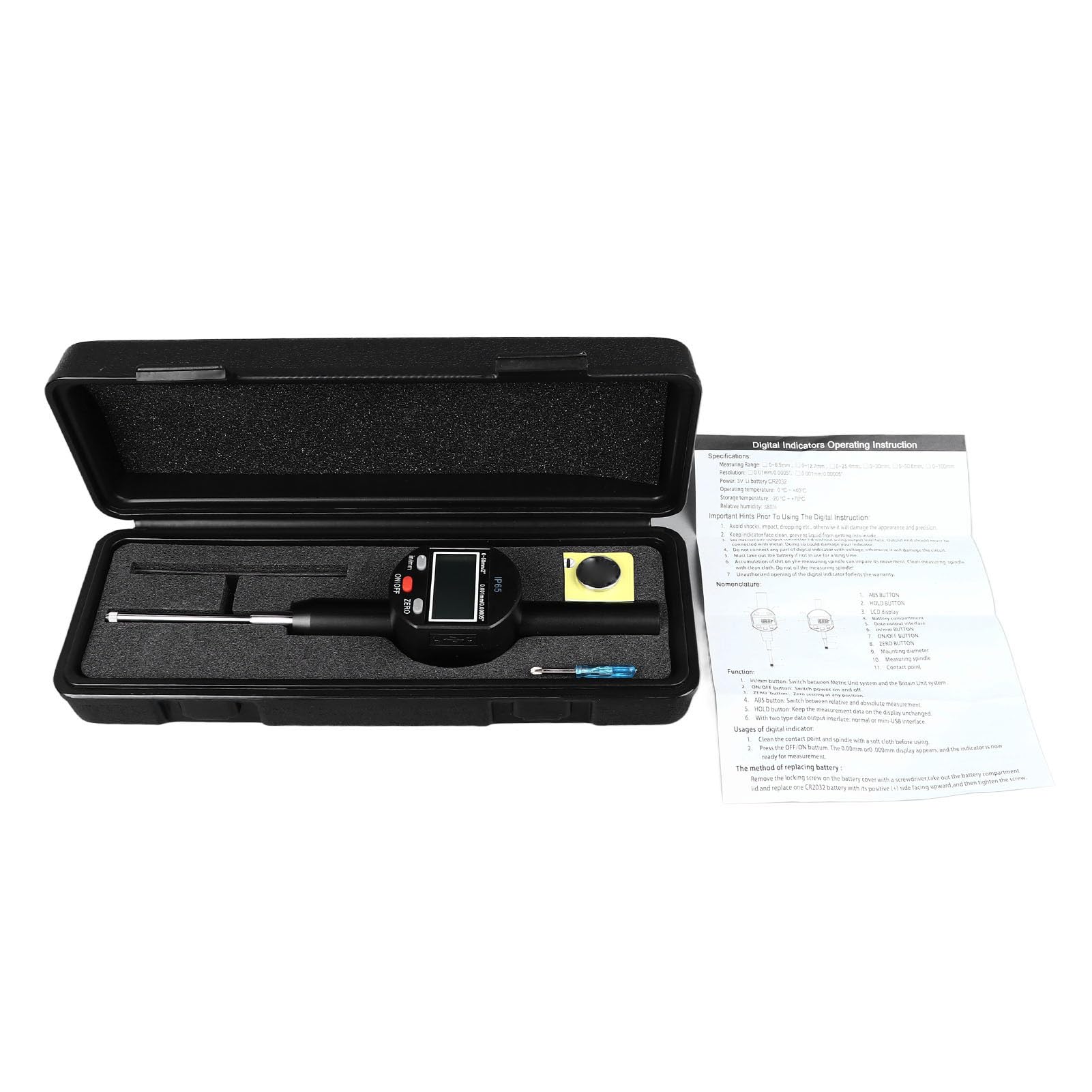 Comparatore digitale Risoluzione 0,001 mm IP65 Strumento di misurazione ad alta precisione in lega di alluminio per macchinisti Ingegneri Professionisti del controllo quali