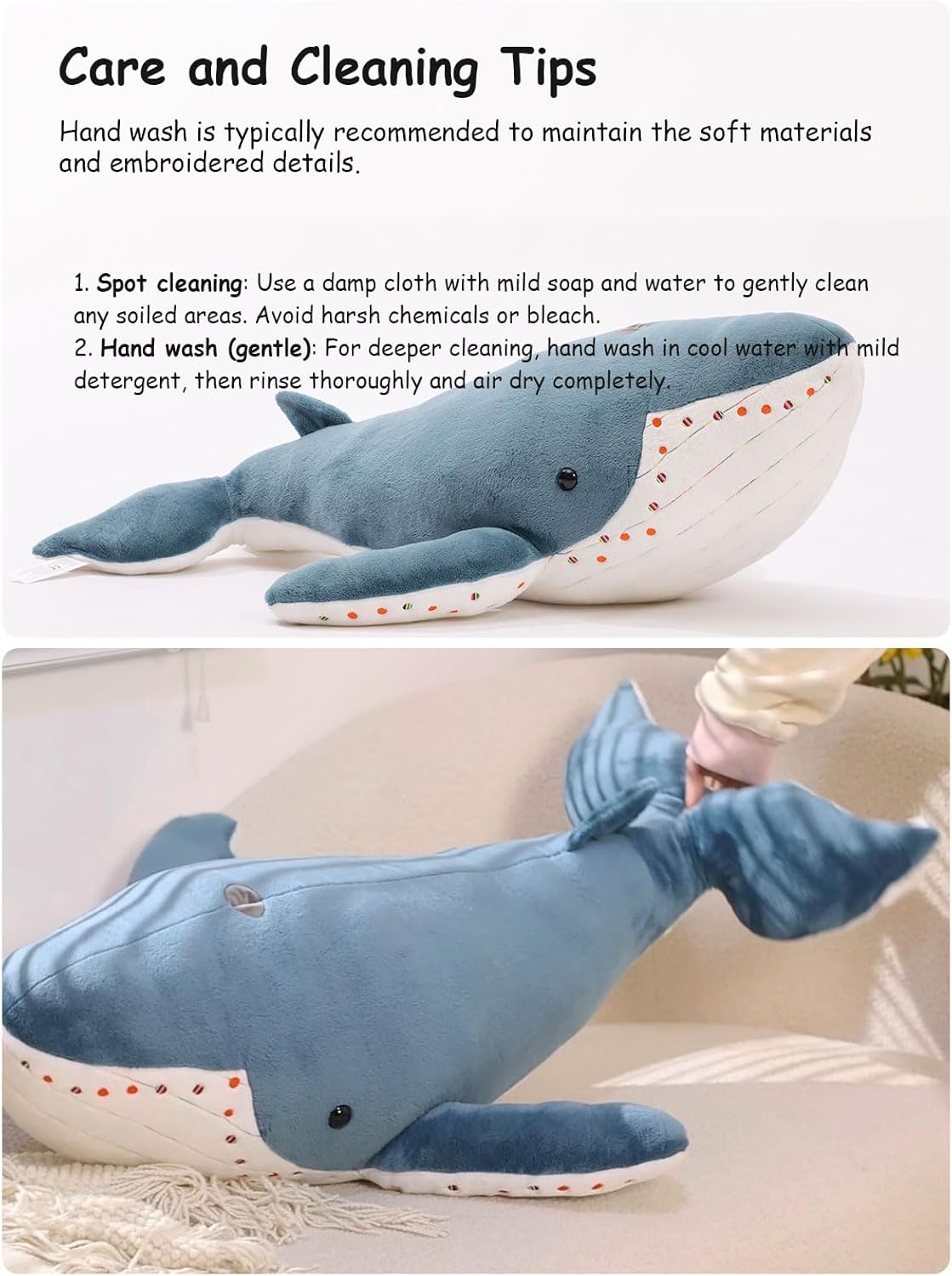 Giant Blue Whale Plush Pillow, 3ft Large Soft Stuffed Whale Body Pillow, Cuddly Humpback Sea Animal Plush Toy, Cute Birthday Gift Decor Plushy Cushion for Boys Girls Kids Teens Adults