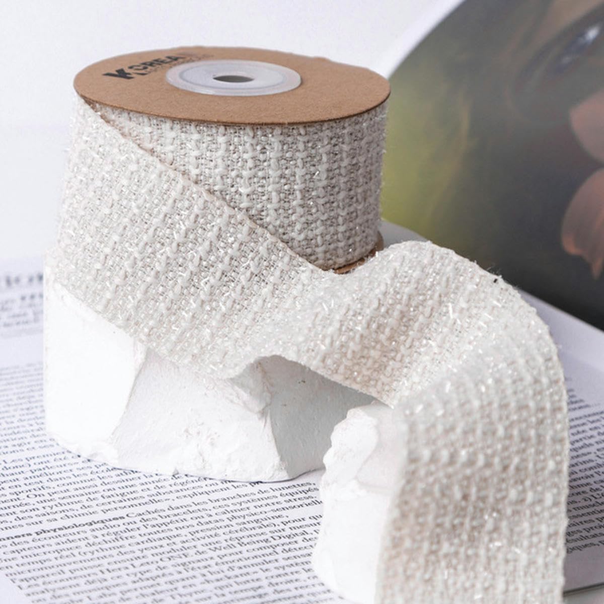 25mm 40mm Nastro In Tessuto Intrecciato Tweed Invernale Ricamato Per L'artigianato Per Realizzare Fiocchi Per Capelli Decorazioni Natalizie Nastro Sbieco In Tela Di Cotone-1 Beige-40mm 50 yards