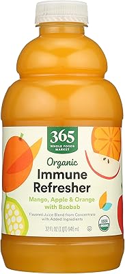 Whole Foods Market, Organic Immune Refresher, Flavored Juice Blend from Concentrate, Mango, Apple & Orange with Baobab, 32...