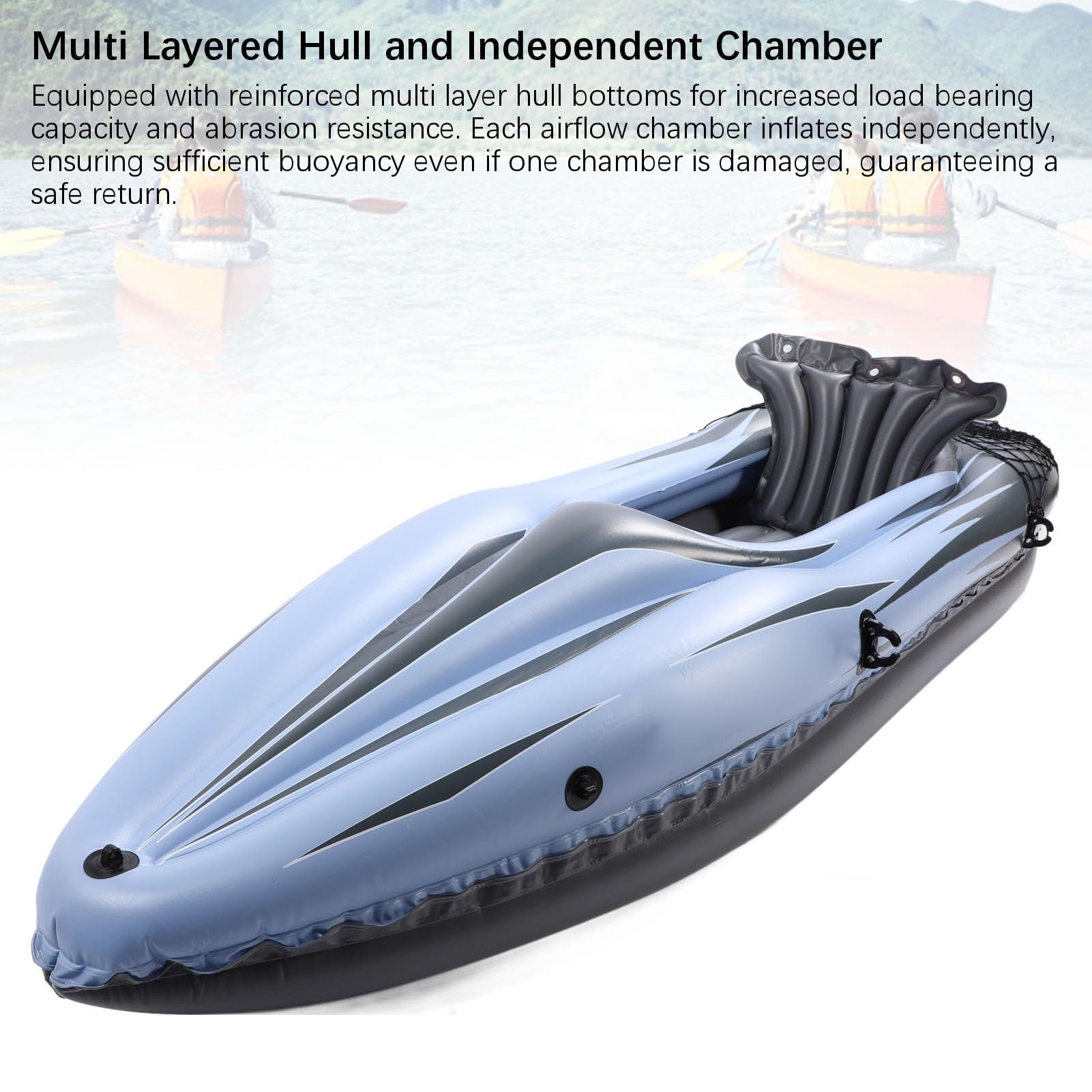 Ensemble de Kayak Gonflable pour 1 Personne, canoë Gonflable avec Plancher Rigide et Fonction Debout, Bateau Gonflable en PVC résistant aux UV avec Pompe à Main, pagaie et Sac de r