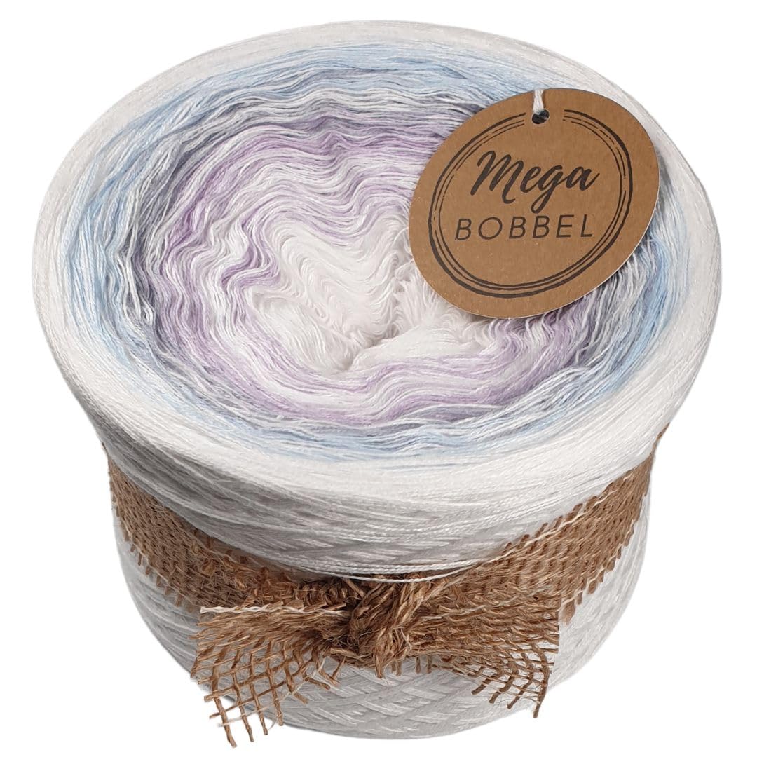MegaBobbel*Wintermorgen*A101* Farbverlaufsgarn - Lace Garn Bobbel Wolle zum Häkeln & Stricken - 50% Baumwolle/50% Polyacryl (4 fädig, 3750m)