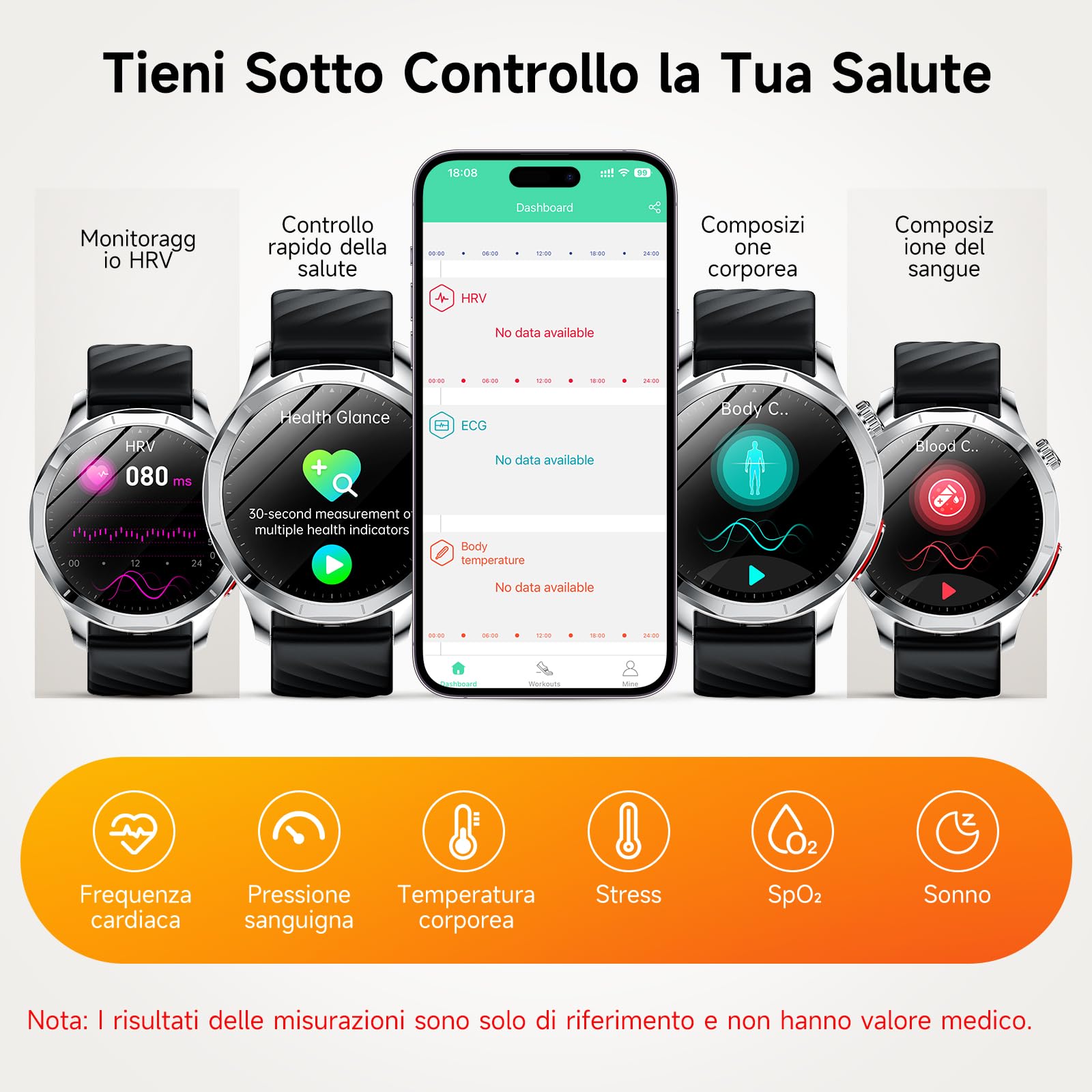 Lgnitek Smartwatch Uomo Donna Con ECG/HRV/𝐆li𝐜𝐞𝐦𝐢𝐚/Pressione Sanguigna/BMI/Lipidi/Acido Urico,1,43" AMOLED Orologio Salute Con SOS Aiuto, 24H Frequenza Cardiaca/SpO2/Sonno, IP68 iOS Android