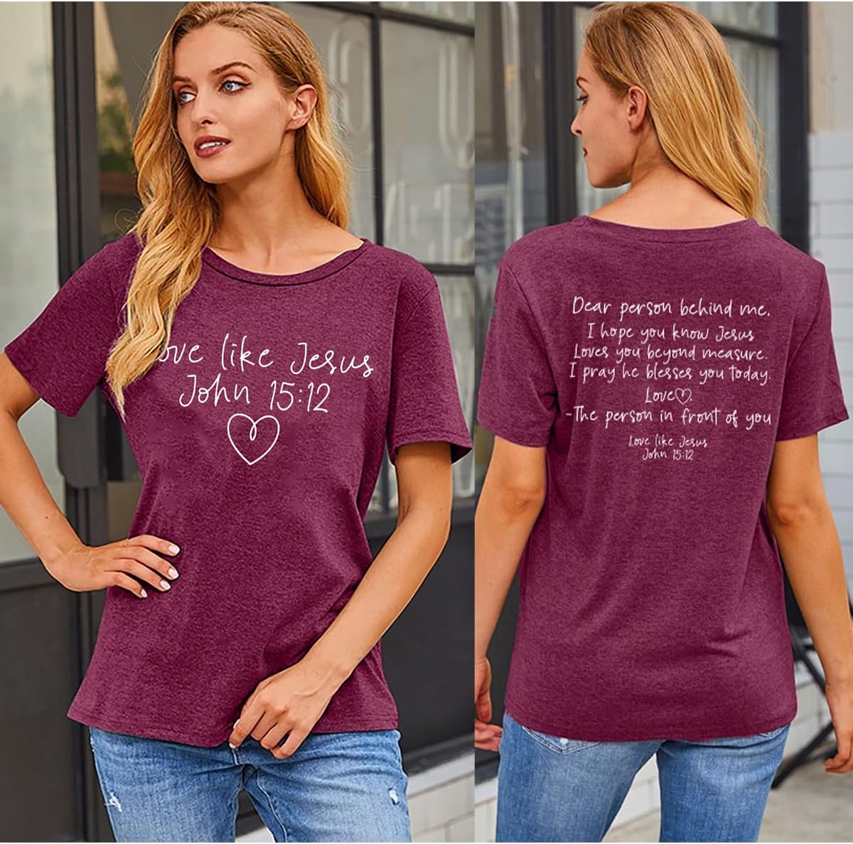 LOTUCY Christian Shirts for Women:Love Like Jesus Faith Shirt Dear Person Behind Me Faith Scripture Graphic Tees - Image 5