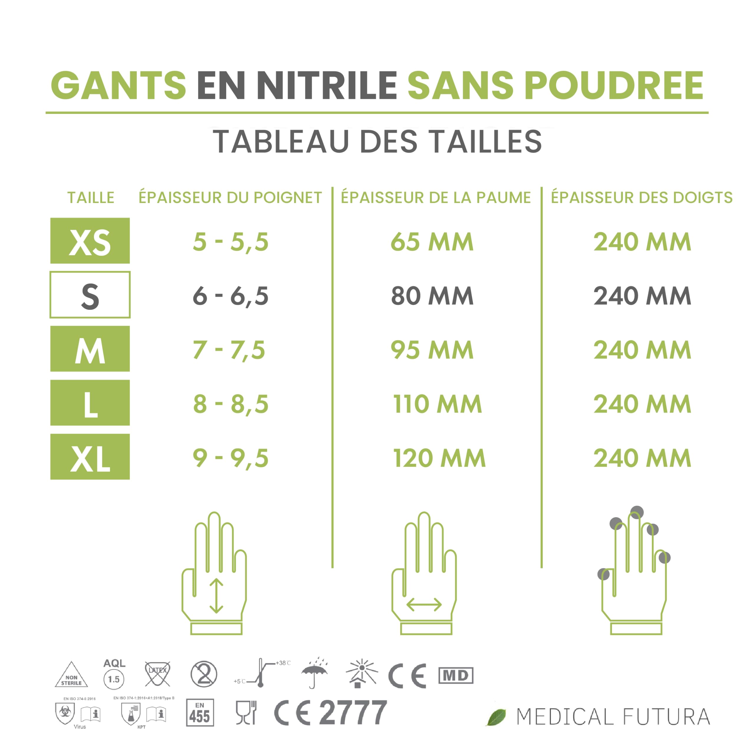 1000 Gants Nitrile S Noirs Jetables Hypoallergéniques Gr. 4.0, Sans Poudre, Sans Latex, Idéals pour Esthéticiens, Tatoueurs, Mecanicien et Secteurs Médicaux (S, Noir)