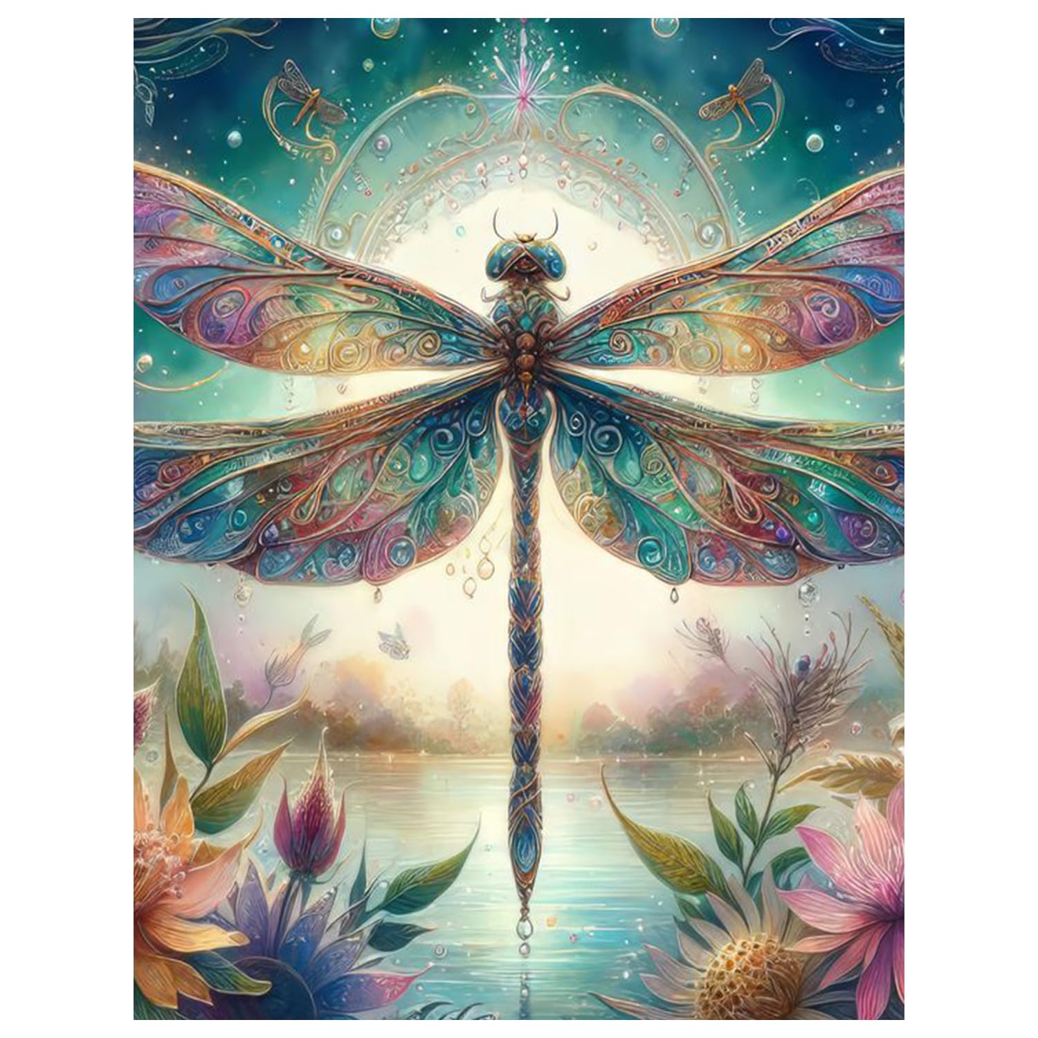 Diamond Painting Landscape,Diamond Painting Erwachsene Lnsekt,Tier Dragonfly Diamond Art Erwachsene Set Home Wand Dekor for Gift(30x40cm)
