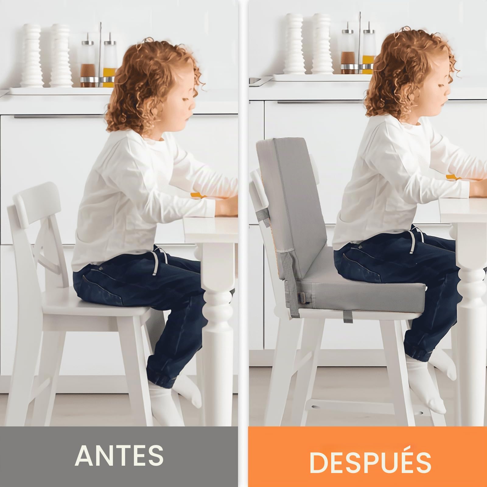 Asiento Elevador para Niños, PU Asiento Elevador Infantil Cojines para Tronas para Bebé de Lavable y Ajustable Elevador de Asiento para Silla de Comedor