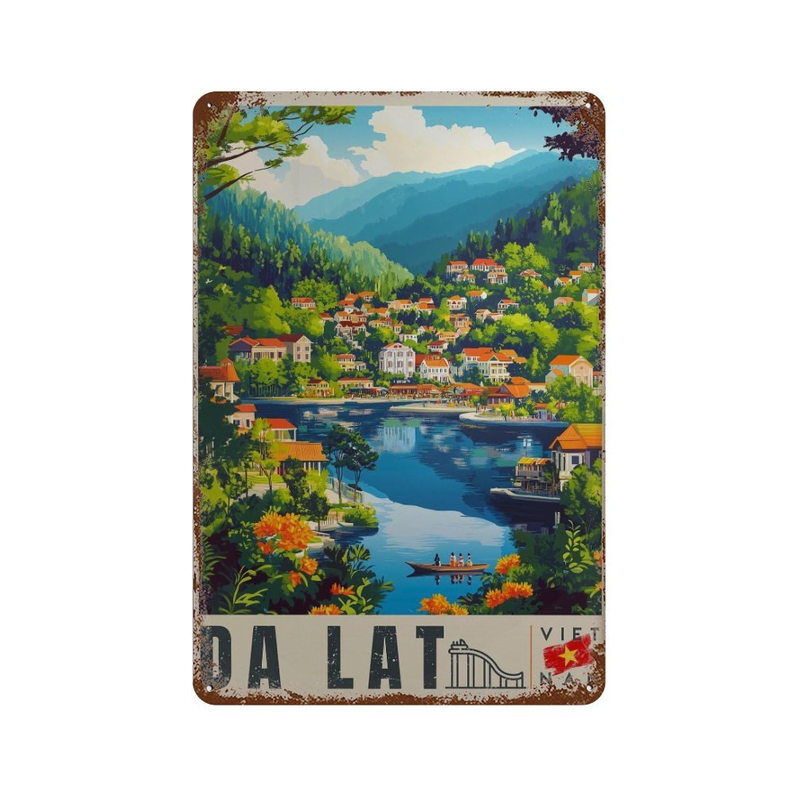 xiaoxiaoshen Da Lat Vietnam Travel Wall Decor Art Metal Tin Poster Modern Home Decor Art Home Bar Shop Decorations Vintage Sign 30x20cm