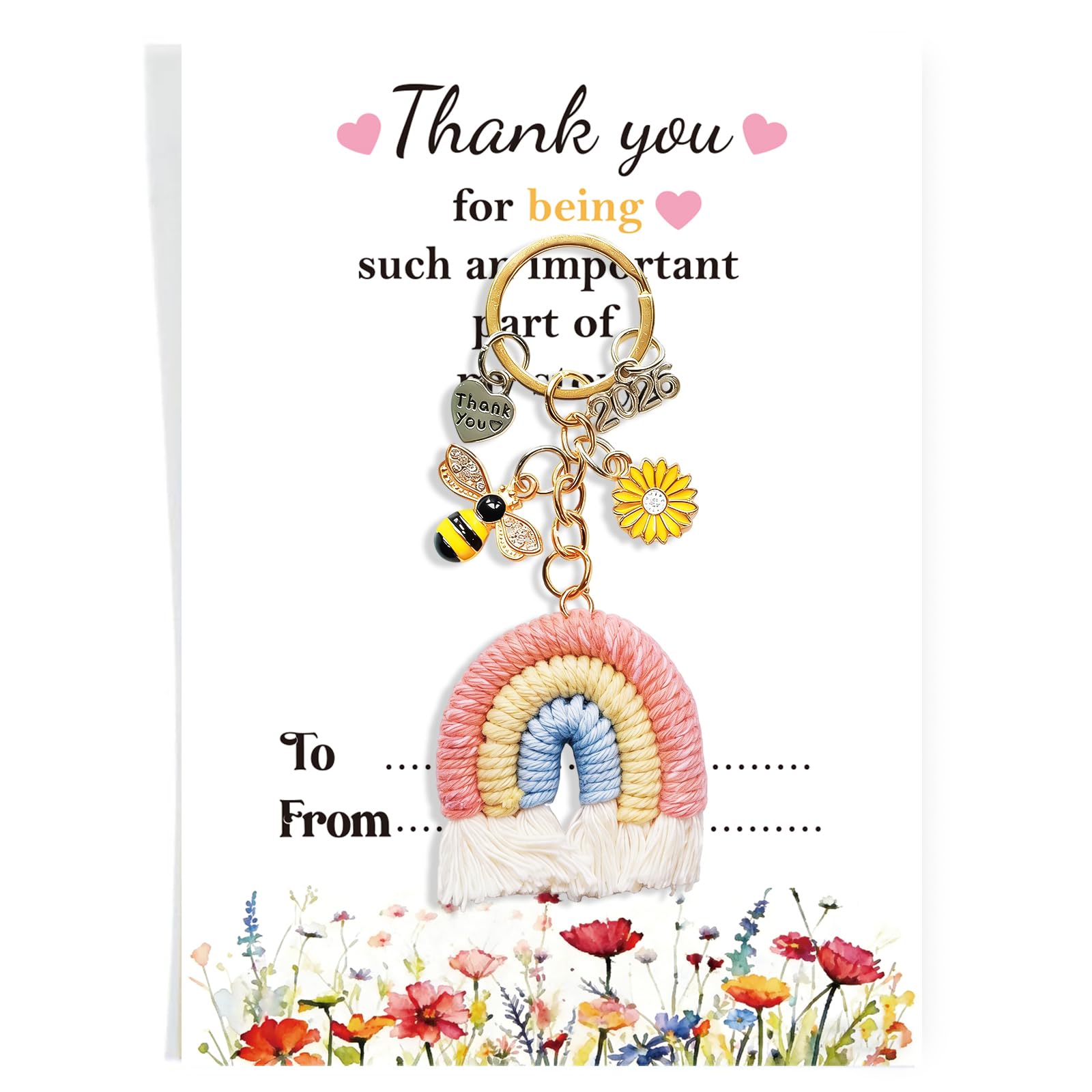 Verneo Women's Rainbow Thank You Gifts For Cute Keychain Appreciation Gifts, Funny Teacher Gifts For Valentines Day Birthday Graduation Christmas, Small Leaving Gifts For Teacher Coworker Colleagues (Rainbow)