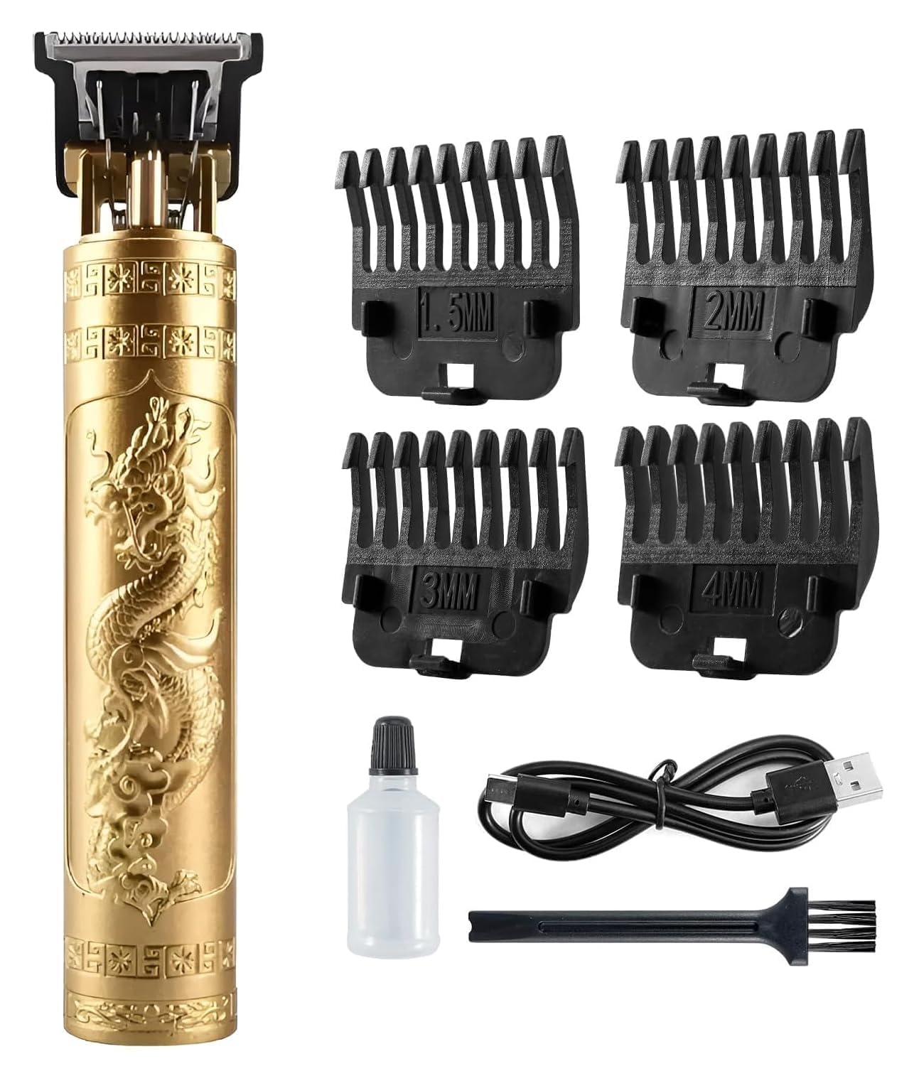 LYXMAD Trimmer Men Professional Cordless Hair Clipper Dragon Style, Rechargeable Trimmer For Beard, Hairs, Moustache & Face, Electric T Blade Zero Gapped Shaving Machine Men's Grooming Kit (plastick gold)-image-48