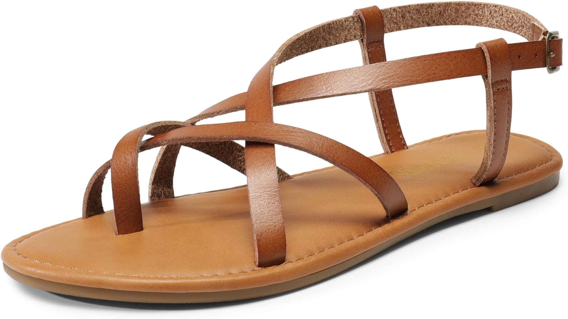 DREAM PAIRS Women's Flat Sandals Strappy Dressy Comfortable Ankle Strap Casual Summer Thong Sandals for Beach