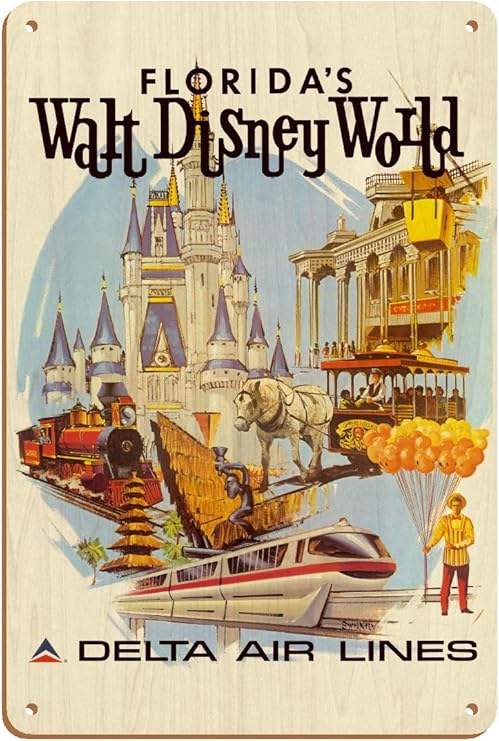 Amazon Com Florida S Walt Disney World First Year Of Operation Delta Air Lines Vintage Airline Travel Poster By Daniel C Sweeney C 1971 Master Art Print 9in X 12in Posters Prints
