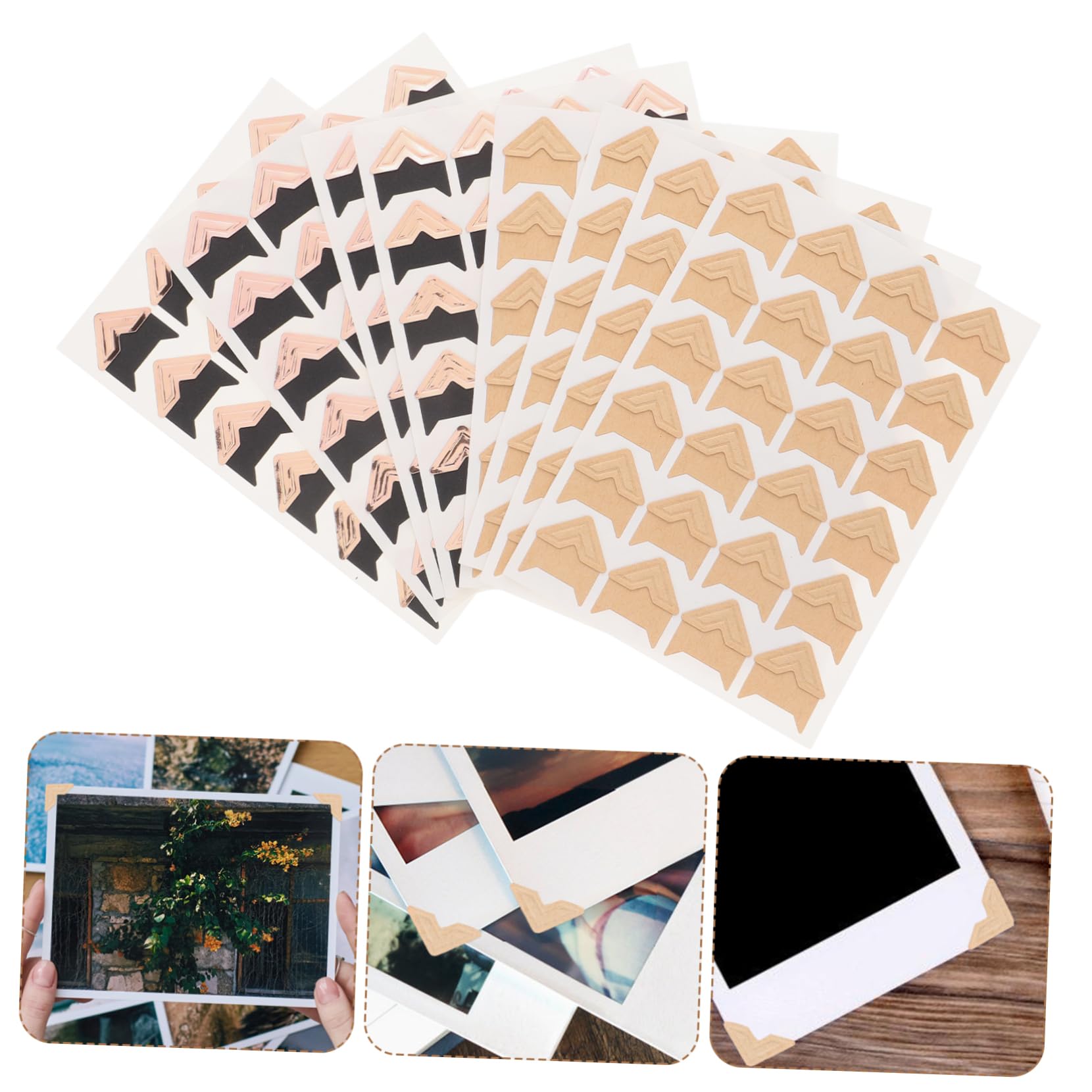 TEHAUX Photo Album Corners Self-Adhesive Photo Stickers for DIY Scrapbook Decor Card Making