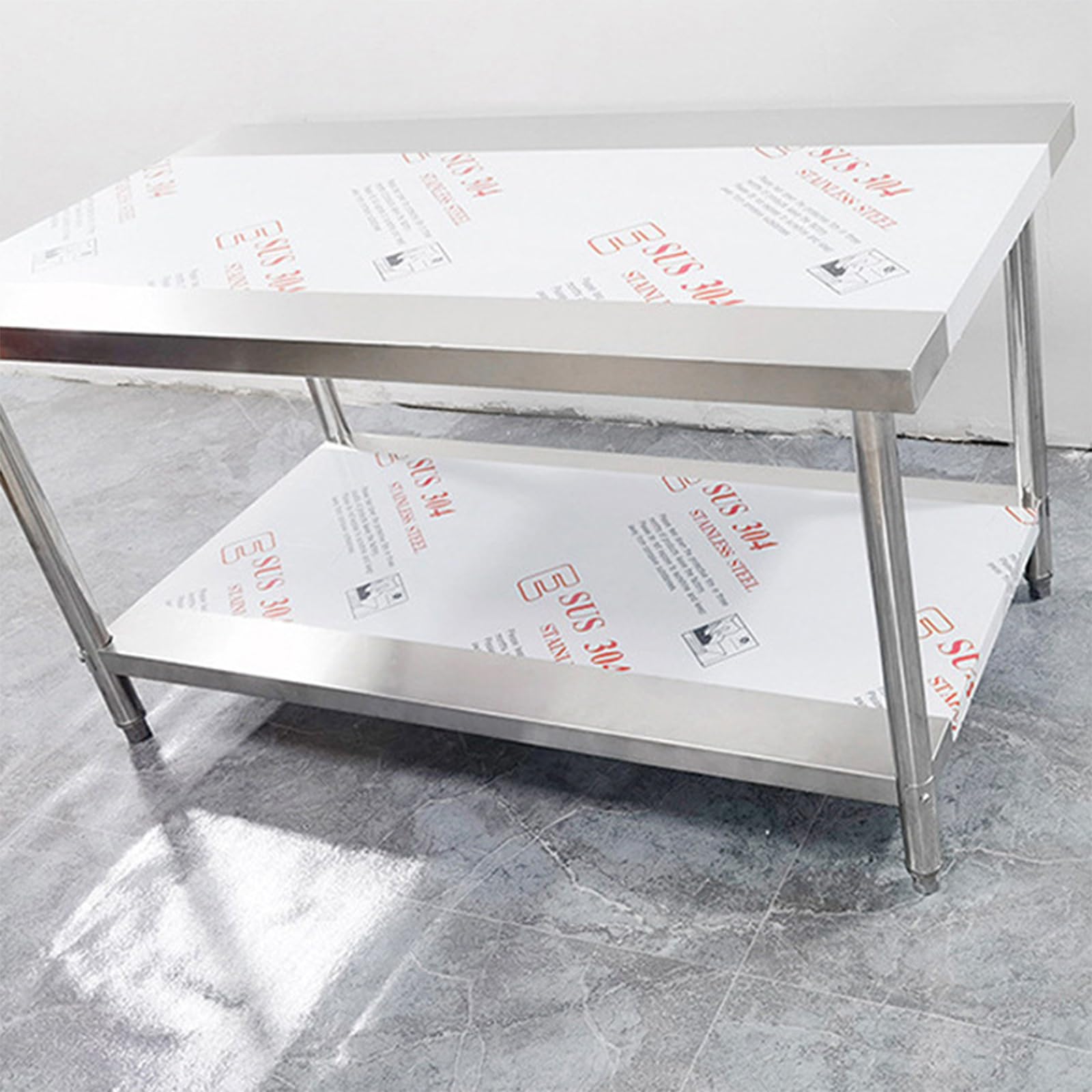 Tavolo da Lavoro Commerciale per La Preparazione degli Alimenti per Carichi Pesanti con Ripiano Inferiore, Tavolo per La Preparazione degli Alimenti per L'isola della Cucina(120cm/47in)