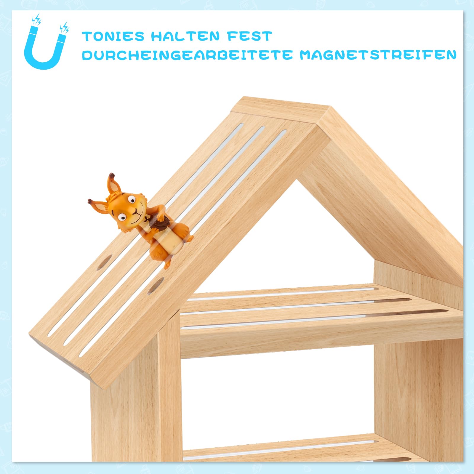 Tonie Regal Kinderzimmer Hausform für bis zu 85 Tonie| Magnetisches Toniebox Regal für Tonie Box und Figuren | Tonieregal Für Jungen & Mädchen