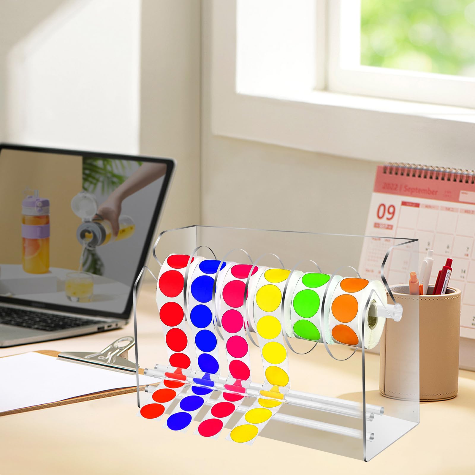 Dispenser di etichette regolabile Dispenser di adesivi acrilici per etichette adesive (3 posizioni e 6 posizioni)