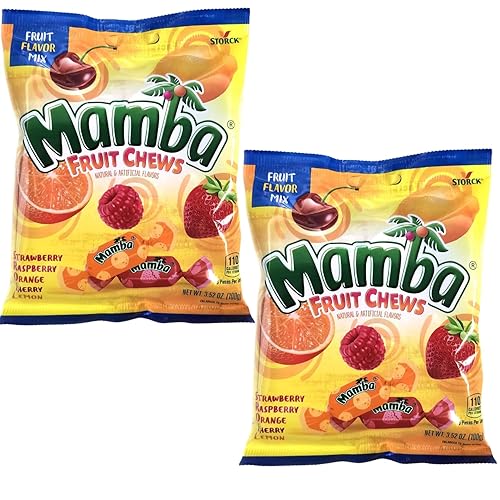 Mamba Fruit Chews - Bolsa de mezcla de sabor a fruta (paquete de 2) con 2 calcomanías de Gosutoys
