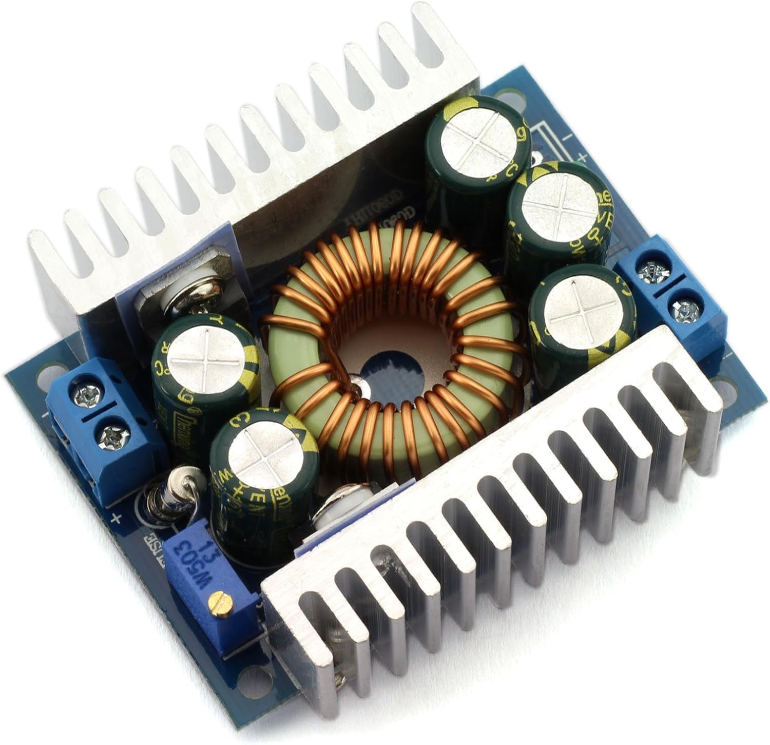 iduino 12a dc-dc step down buck converter low ripple with heat sink 4.5v-30v to 0.8v-30v vehicular voltage regulator