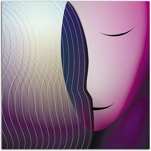 Miniatura 23 de Startonight Arte de pared de vidrio acrílico, retrato en azul y dorado metálico, obra de arte brillante de 24 x 36 pulgadas, decoración del hogar