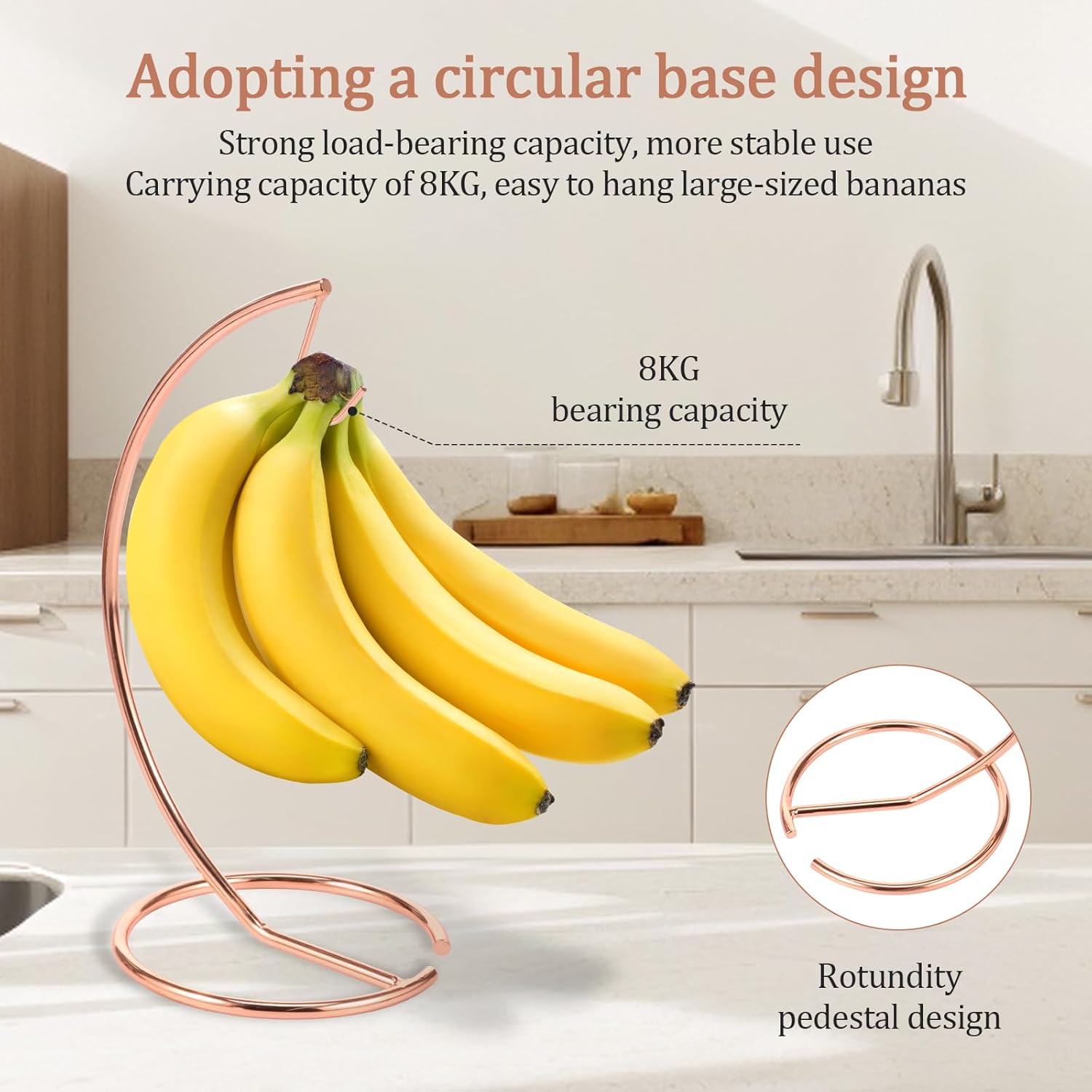 2Pcs Banana Holder Stand, Metal Banana Hanger Rack, Stable Grape Hanger Stand, Tabletop Fruit Displaying Storage Hook for Kitchen Living Room