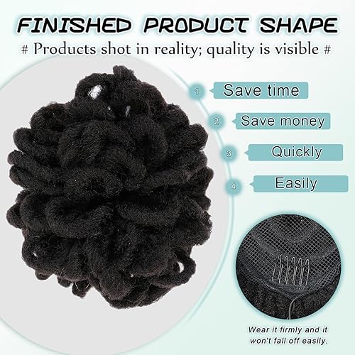 Miniatura 8 de DreadLock - Peluca de cola de caballo de 10 pulgadas, moño de pétalo, afro, con cordón, sintética, pelo sintético, cola de caballo, extensiones de