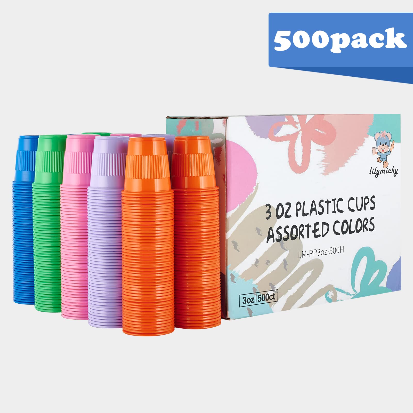 Snapklik.com : 500 Pack 3 Oz Plastic Party Cups, Disposable Bathroom ...