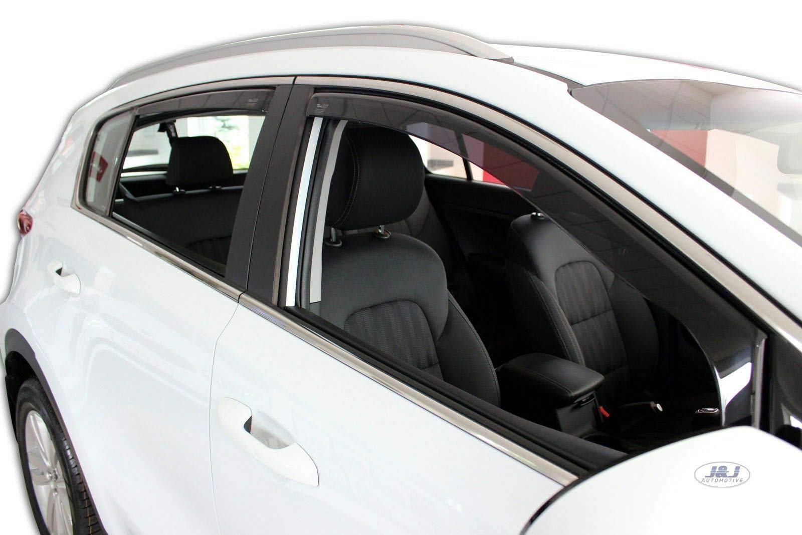 J&J AUTOMOTIVE Deflettori d'Aria per Kia Sportage QL, QLE 2016-2021, Set da 4 Pezzi, Nero Fumé Oscurato Heko