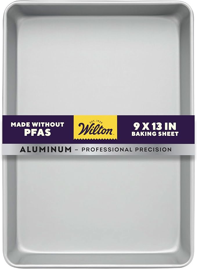 Wilton Aluminum 9x13 Inch Rectangular Sheet Pan, Made With Natural Anodized Aluminum, Made Without PFAS, Bakeware Optimal For Even Heating