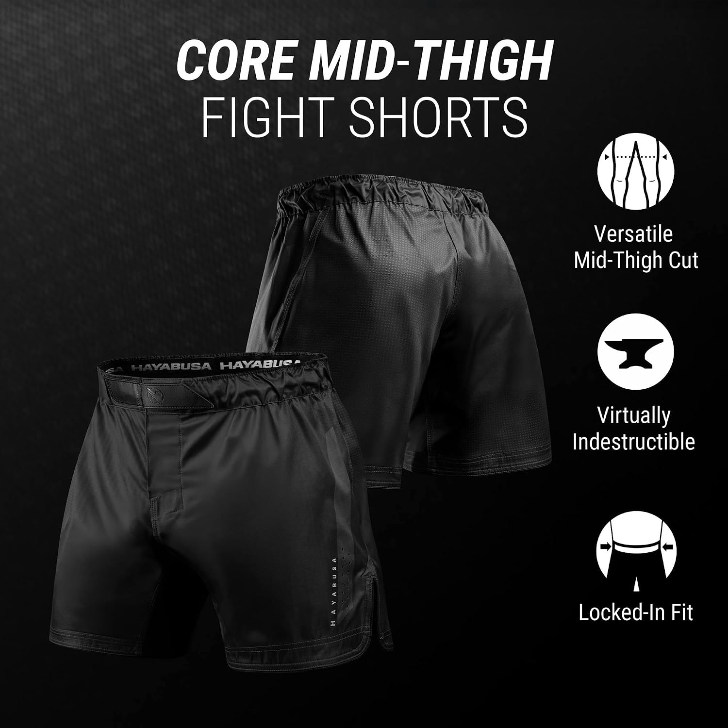 Hayabusa Men's Core Mid-Thigh Fight Shorts