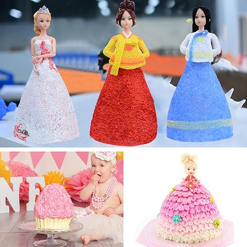 Miniatura 4 de Maxcheck 3 piezas de vestido de princesa para muñecas, molde para tartas, molde de aluminio con núcleo calefactor para boda, cumpleaños, aniversario