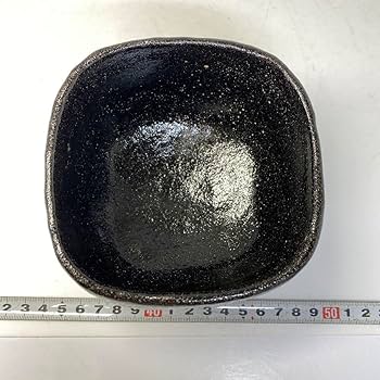 Amazon.co.jp: 佐々木輝夫（名工） 四方黒茶碗 直径11㎝ 東里6