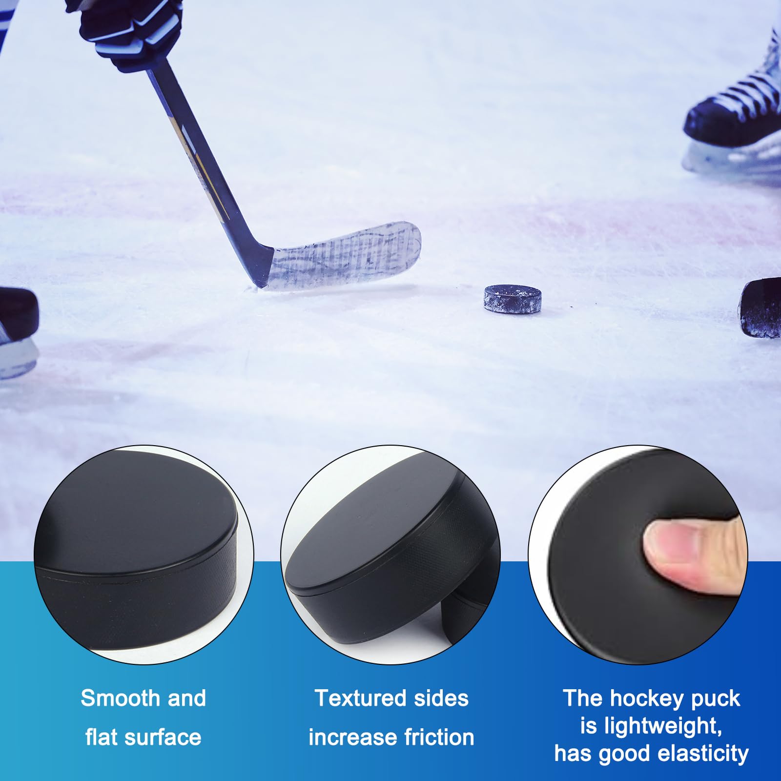 Lot de 16 palets de hockey sur glace – 7,6 x 7,6 x 2,5 cm pour hockey sur étang ou sur la patinoire, équipement de hockey pour pratique et entraînement classique, hockey en mousse pour