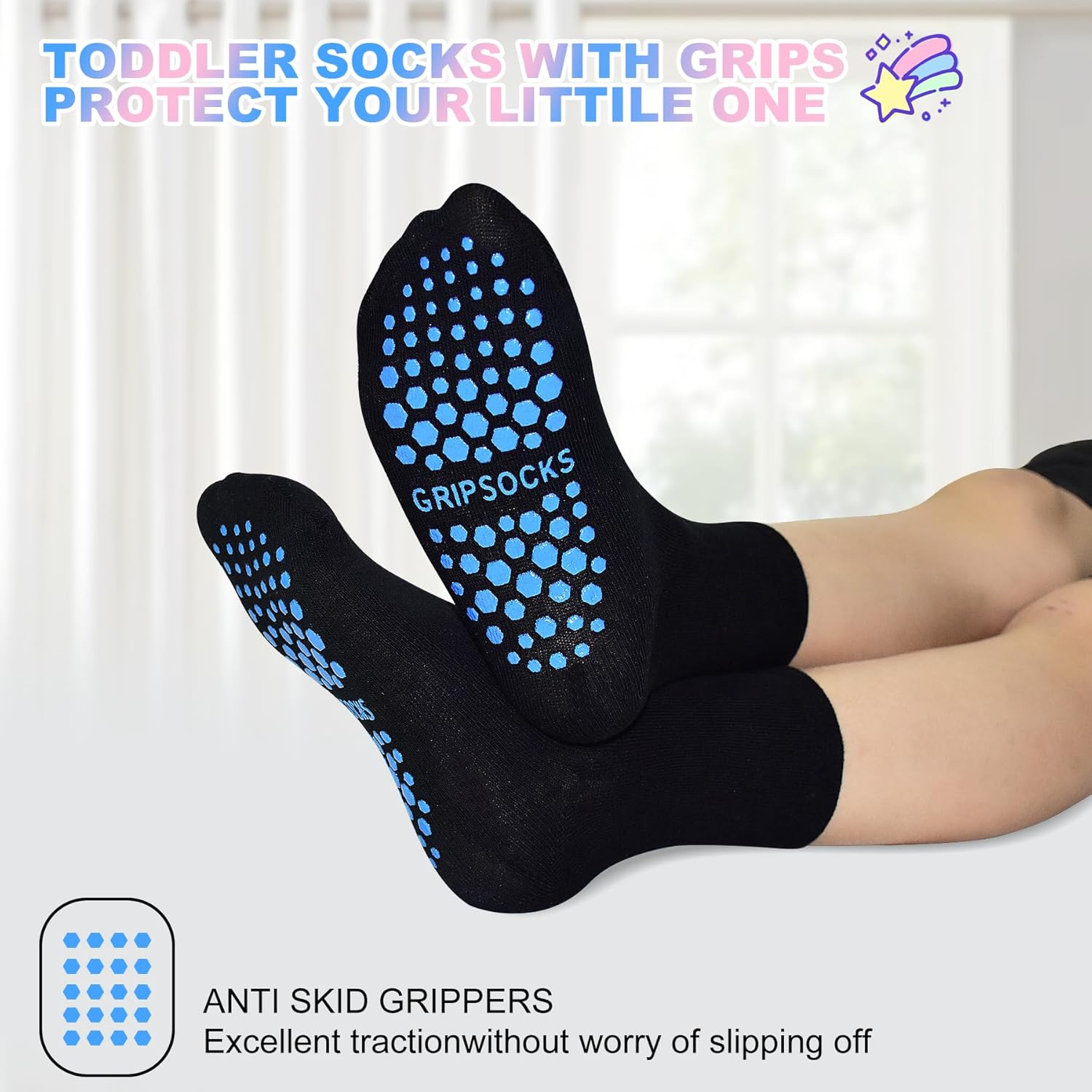 SkiBeaut 15 Pairs Toddler Socks, Kids Gripper Non Slip Toddlers Boy Girls Anti Skid Socks for 1-10 Years - Image 6