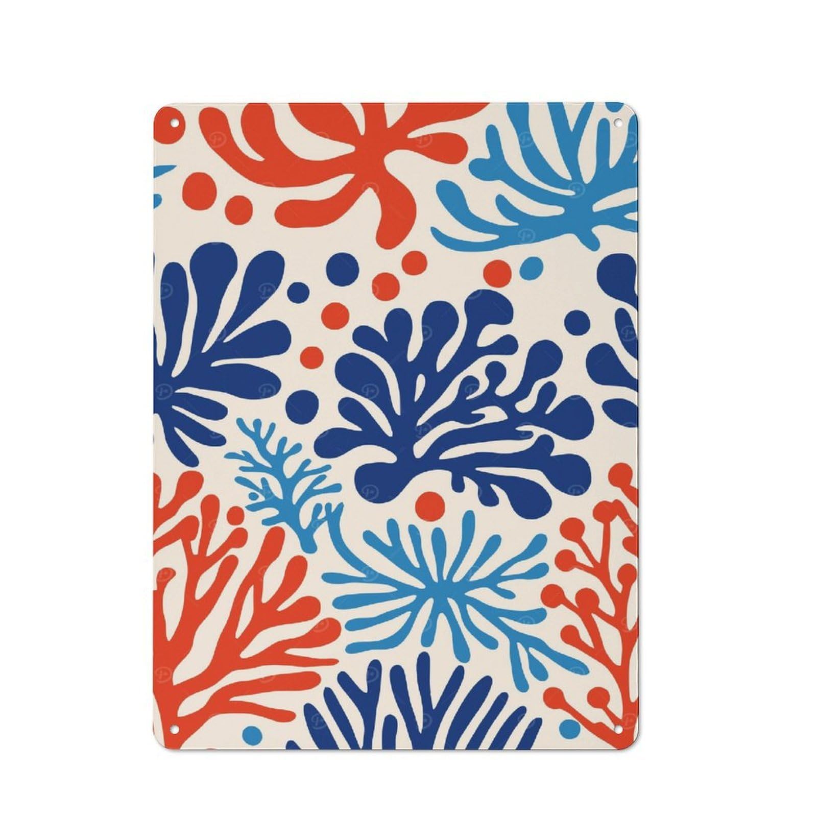 Junmoney Style Metal Sign 40X30cm With Blue Red Coral Reef For Workshop Wall, Vintage Decor, For Vintage Wall Decor Fans, For Metal Sign Collectors