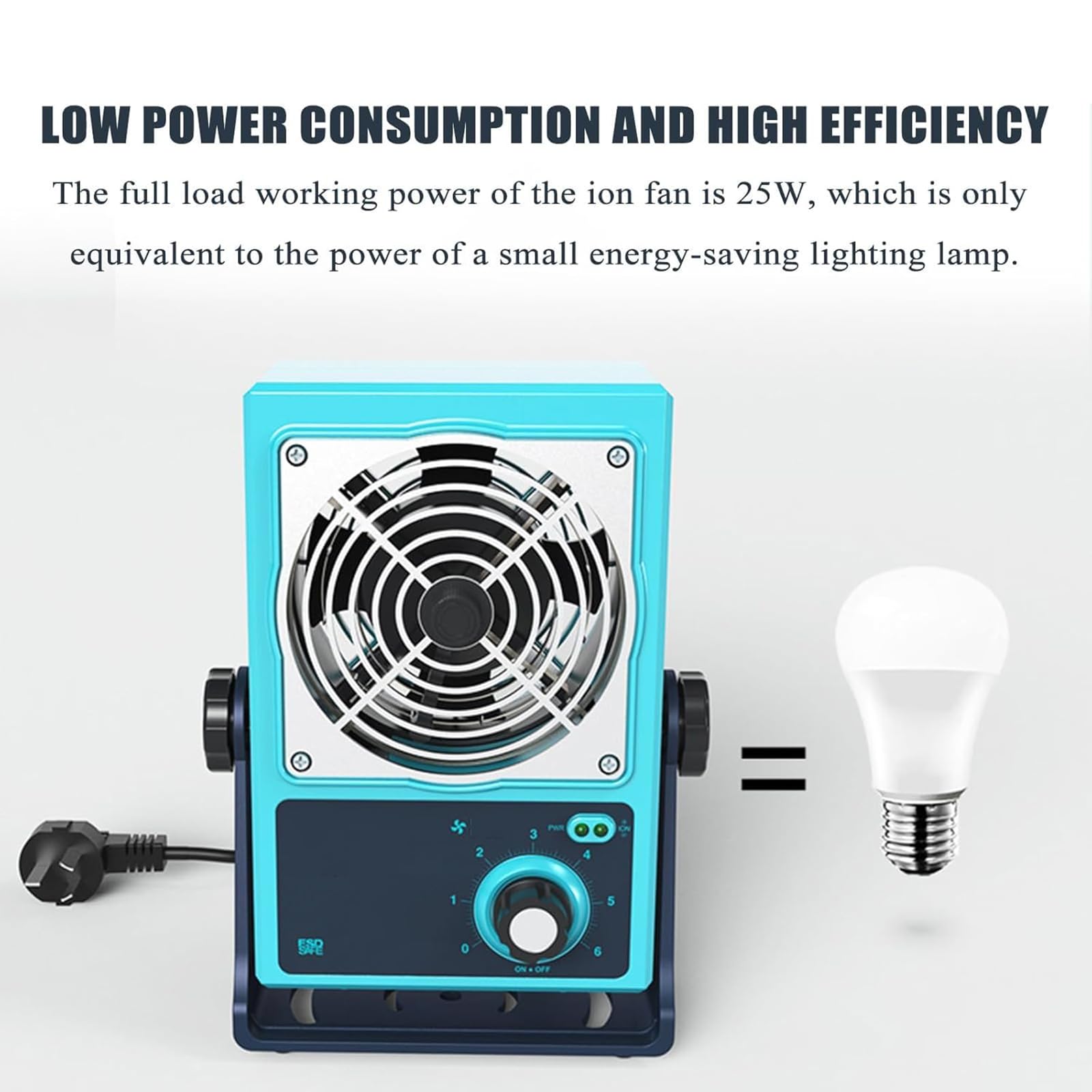 Ionizador antiestático de escritorio, eliminador estático ESD con volumen de aire máximo de 85 CFM, ajustable continuamente, incluye dispositivo de limpieza para eliminación estática