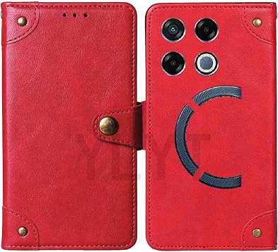 Red Cover Synthetic Leather Protective TPU Silicone Cover Silicone Case Leather Card Storage Buckle Wallet Case Notebook Type Compatible Infinix GT 20 Pro 6.78 inch