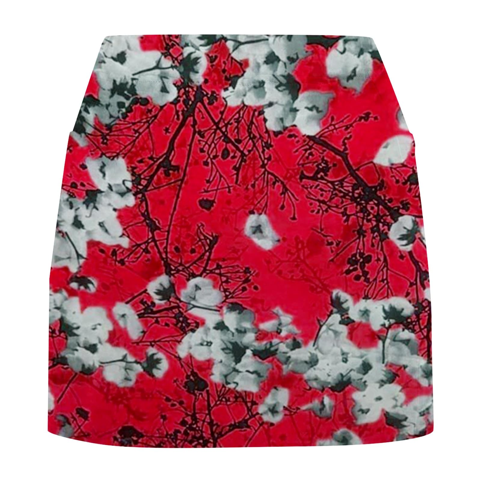 Jupe Short Femme Ete Sport Grande Taille 2 en 1 Jupe Tennis Fleurs Imprimé avec Poche Décontracté Mode Skorts Skirt Doublure Intégrée pour Le Golf La Randonnée La Course À Pied Le Cyclisme