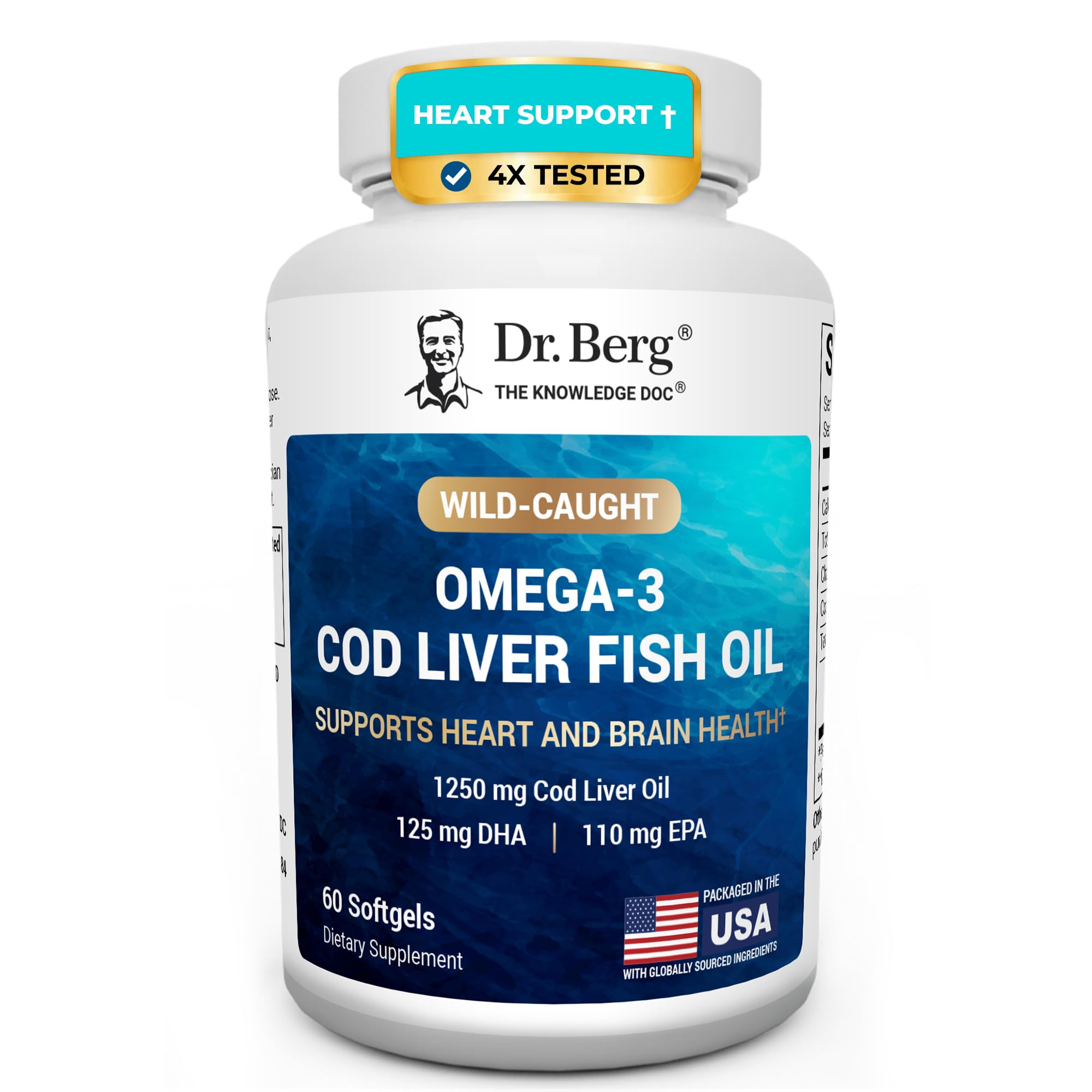 Dr. Berg Omega-3 Cod Liver Fish Oil 60 softgels