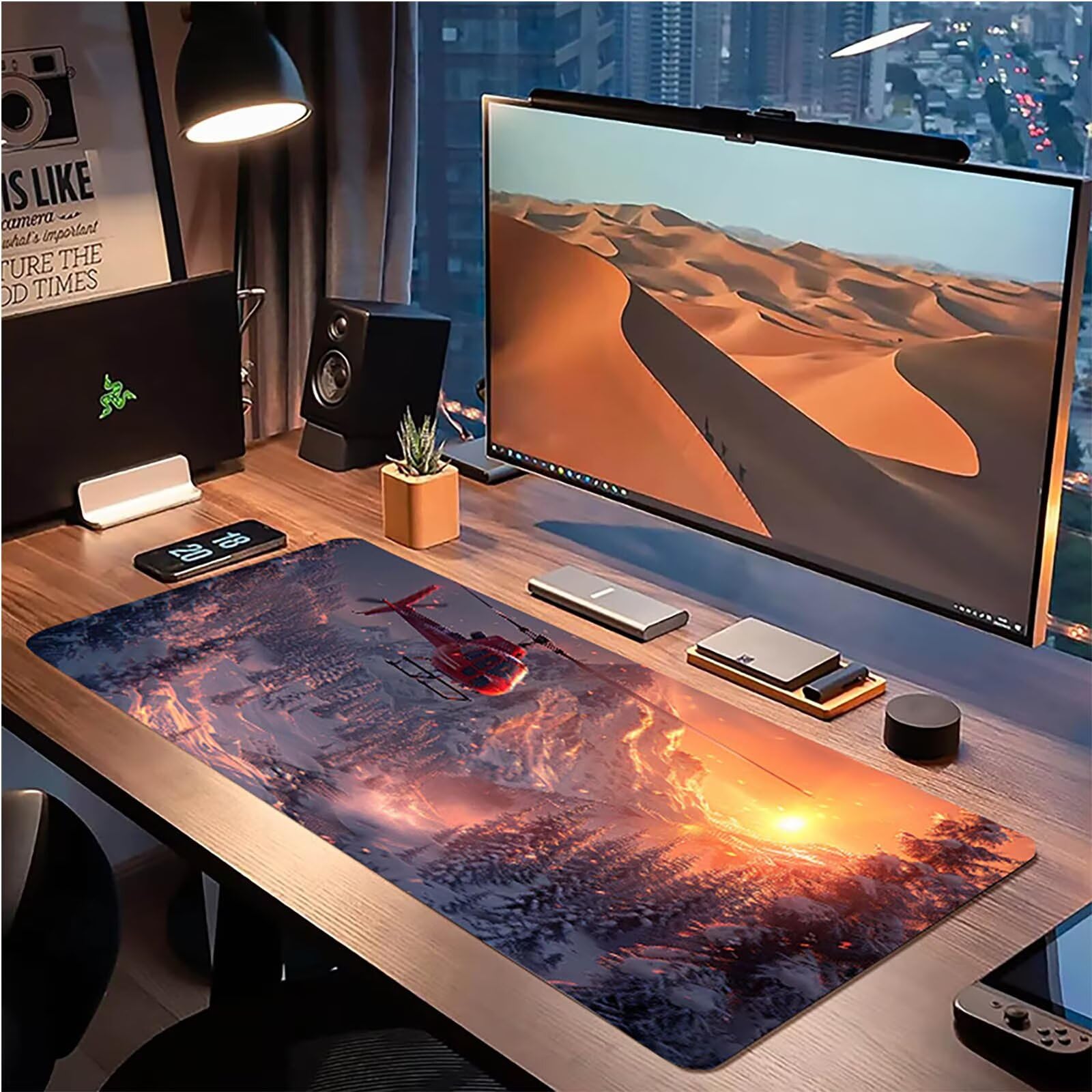 Tappetino Mouse XXL 1200x600x3mm, Tappetino Mouse Gaming Arancione, Grande Mouse Pad con Bordi Cuciti, Mousepad con Base in Gomma Antiscivolo, Gaming Accessori Scrivania, Regalo Donna, Aereo 3-4457