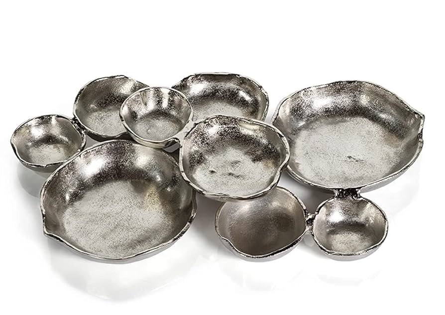 Amazon.com | Zodax Cluster of 9 Round Serving Bowls Nickel