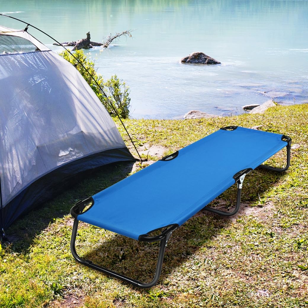 KOMFOTTEU Cama Plegable de Camping con Estructura de Metal, Carga 150 kg
