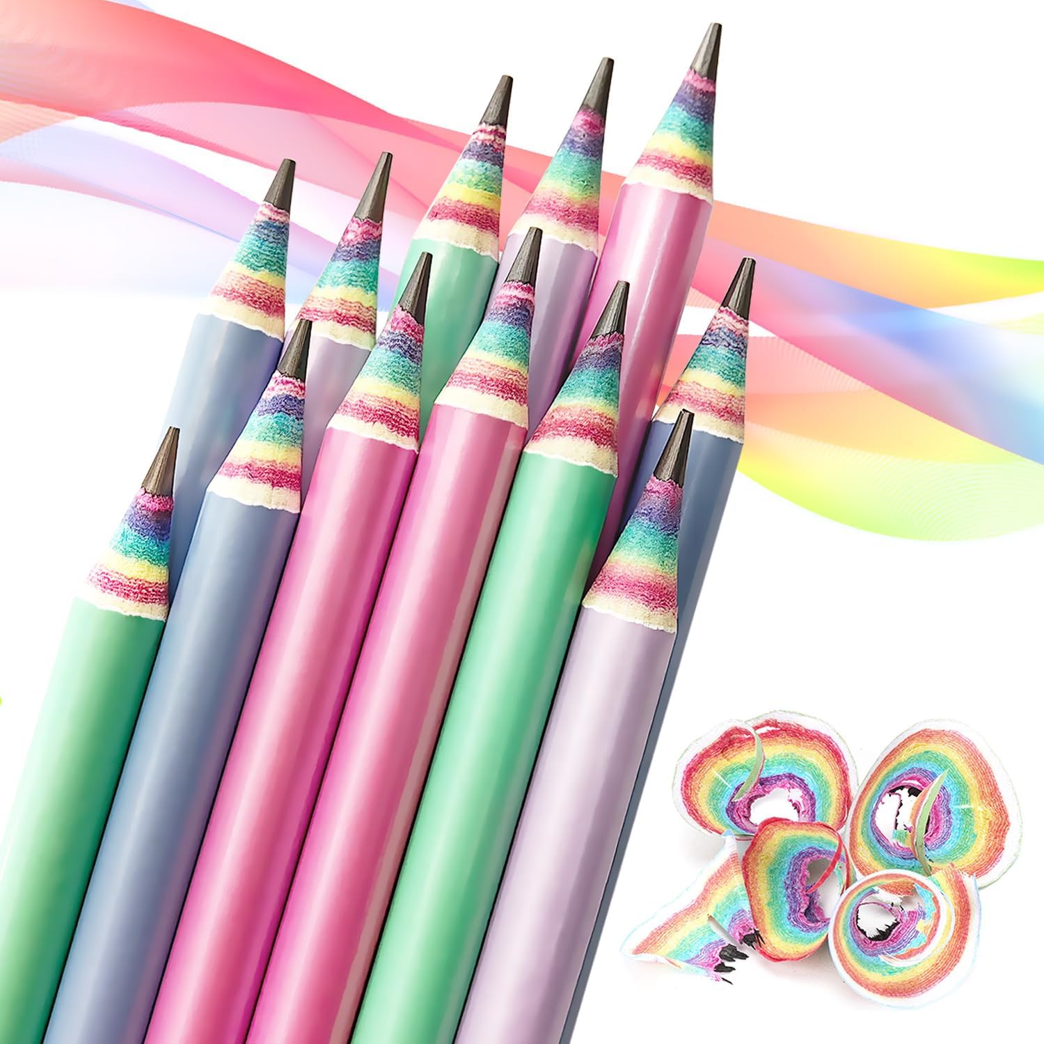 Rainbow Pencils Drawing Writing Pencil, Recyclable Paper, PreSharpened