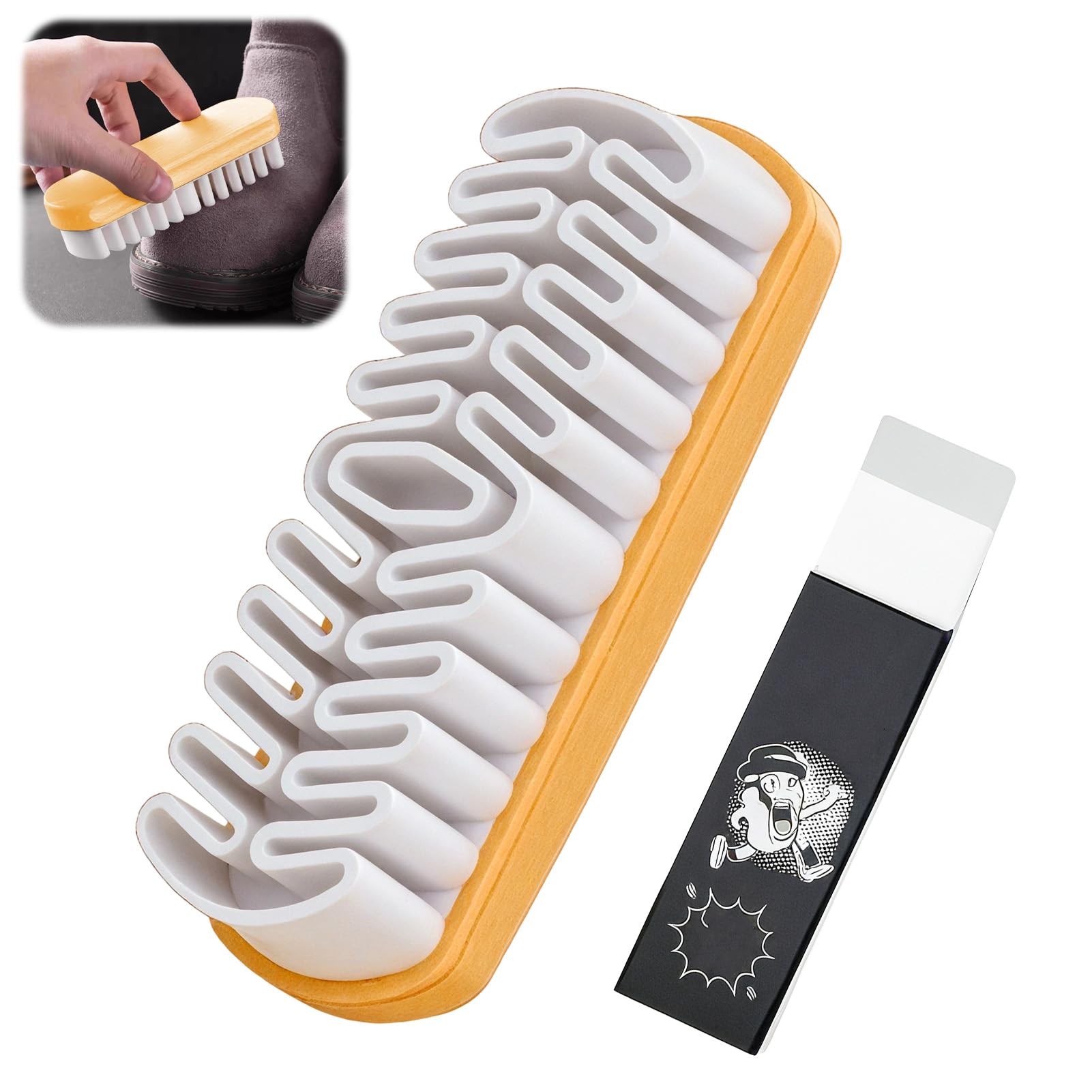 Kit de brosse de chaussures en daim Comprend une brosse et une gomme, kit de nettoyage en daim dépoli multifonctionnel pour l'entretien du cuir, brosse multifonctionnelle dépoli gomme daim chaussure