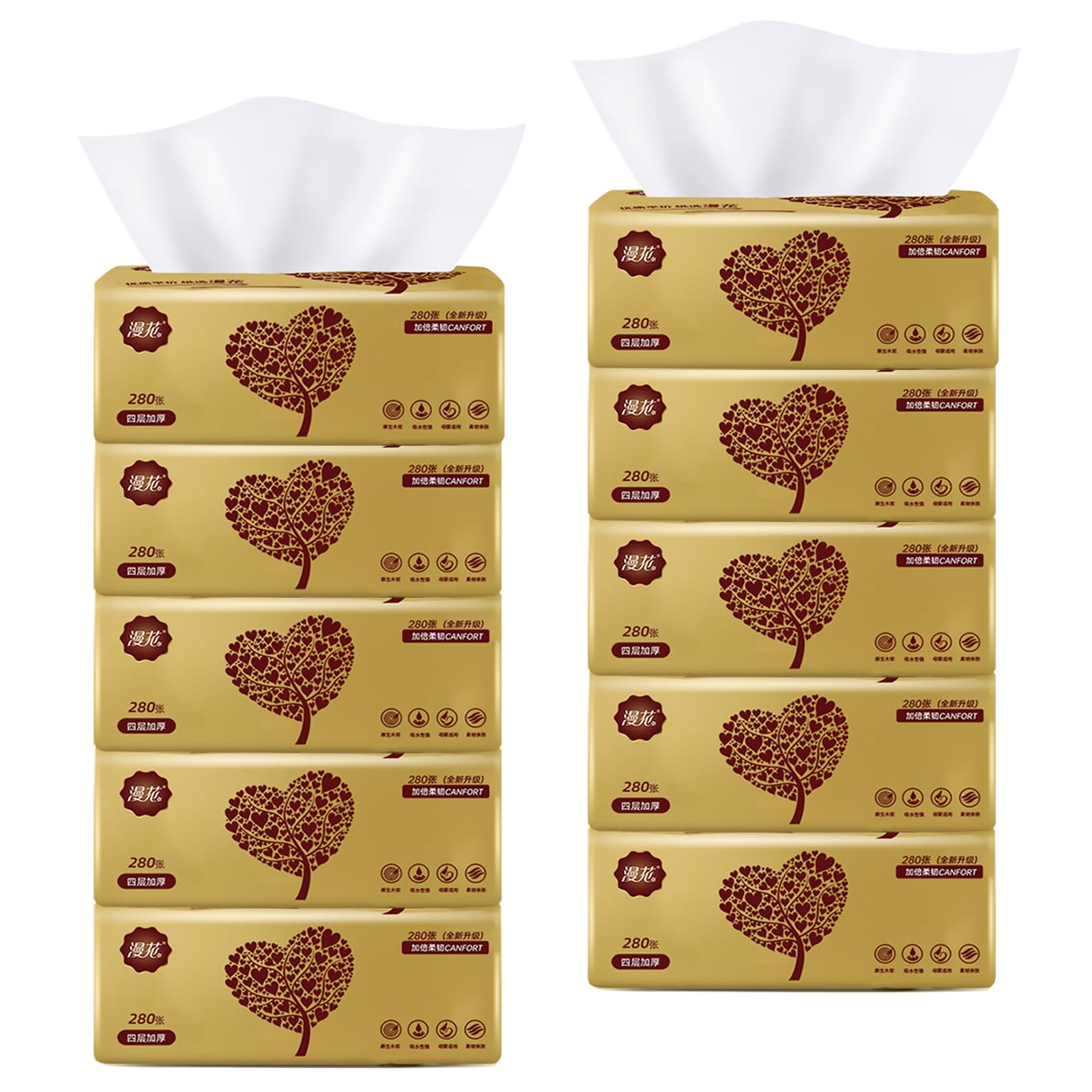 10 Packs Soft Small Facial Tissue, Disposable Facial Napkin, Wood Pulp Fiber Material NOT COTTON, Facial Towel, White Facial Paper Tissue, 4-Ply, 10