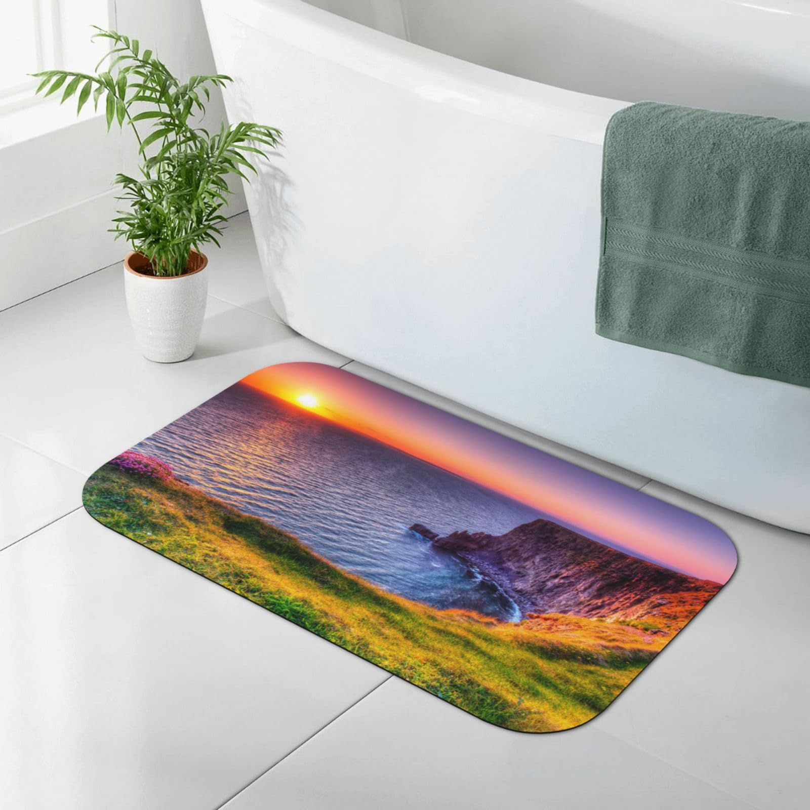 Tapis de salle de bain en caoutchouc doux haut de gamme motif Irlande