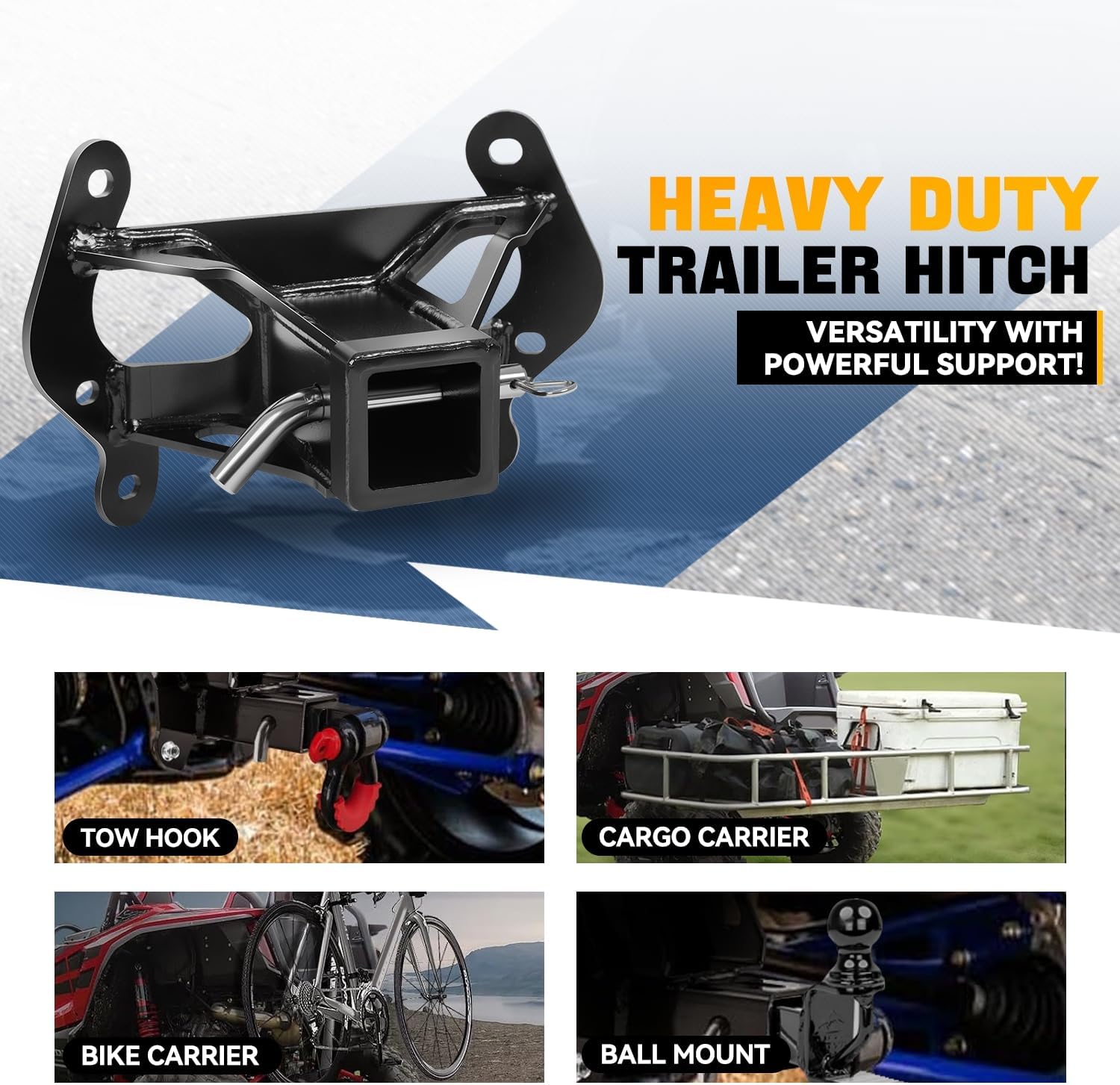 Auto Dynasty 2" Tow Hitch Receiver Compatible with 2013-2017 Can-Am Maverick, Heavy-Duty UTV Receiver Hitch Adapter Kit, 1650Lbs Max Towing Capacity, Powdercoated Black